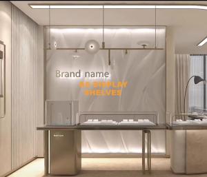 Quality Curved Commercial Jewellery Display Cases Stainless Steel Golden Style wholesale