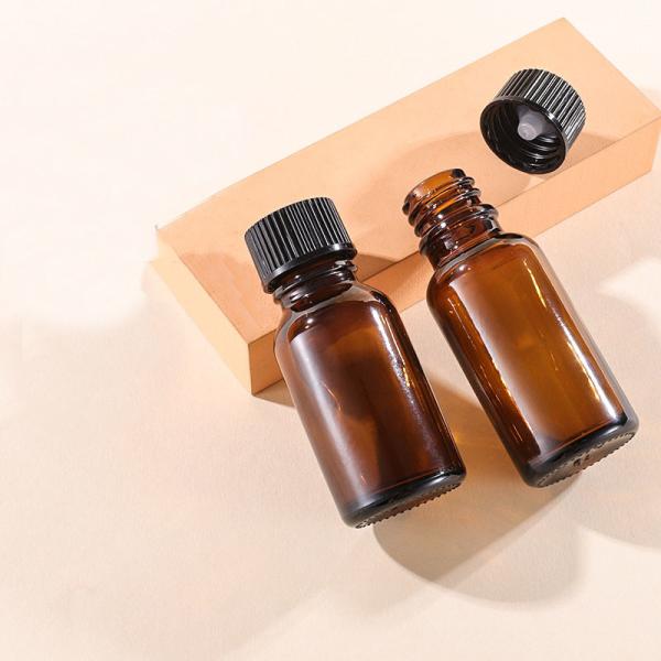 5ml Essential Oil Bottles Amber Glass Cosmetic Bottles With Long Inner Plug OEM