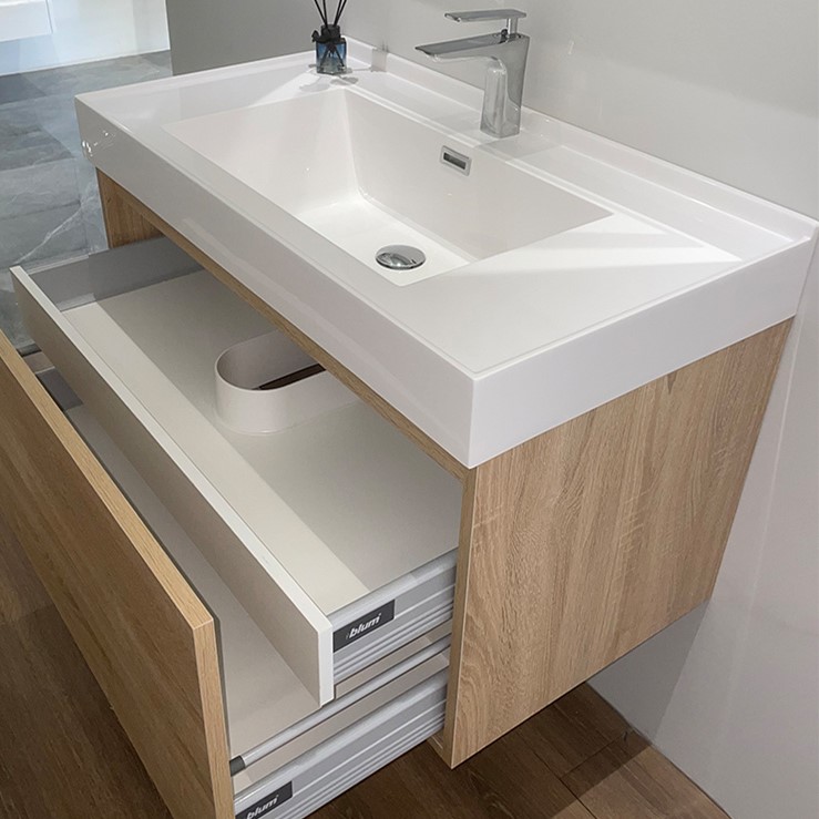 Modern Design Hotel Bathroom Vanity with Customized Width and Mirrored Cabinets