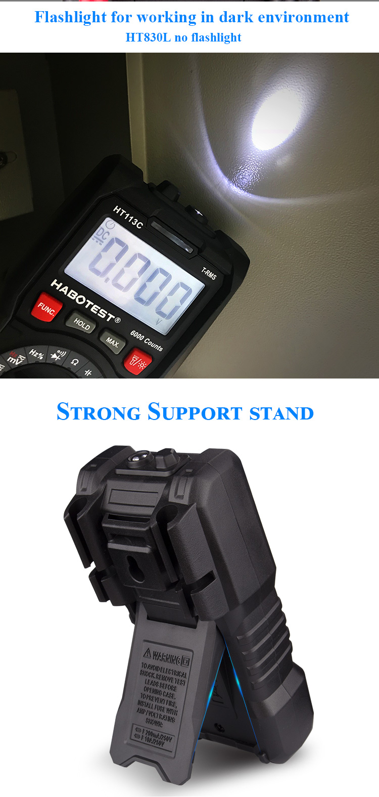HT113 Small Digital Multimeter 600V 10A 20M ohm Manual Range 2000 Counts Resistance Mini Multimeter Digital with CE ROH