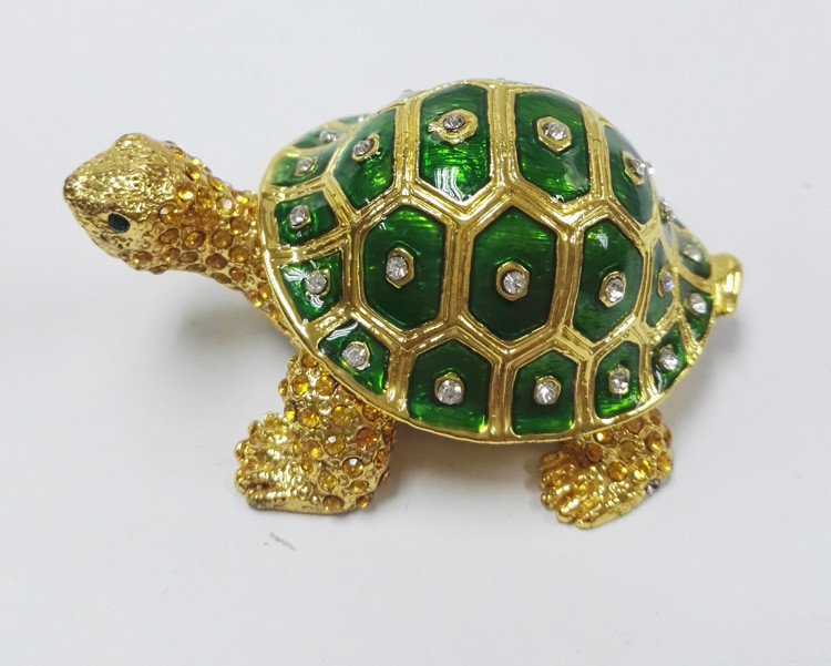 gold plated metal double turtle trinket jewelry box good quality turtle trinket jewelry box