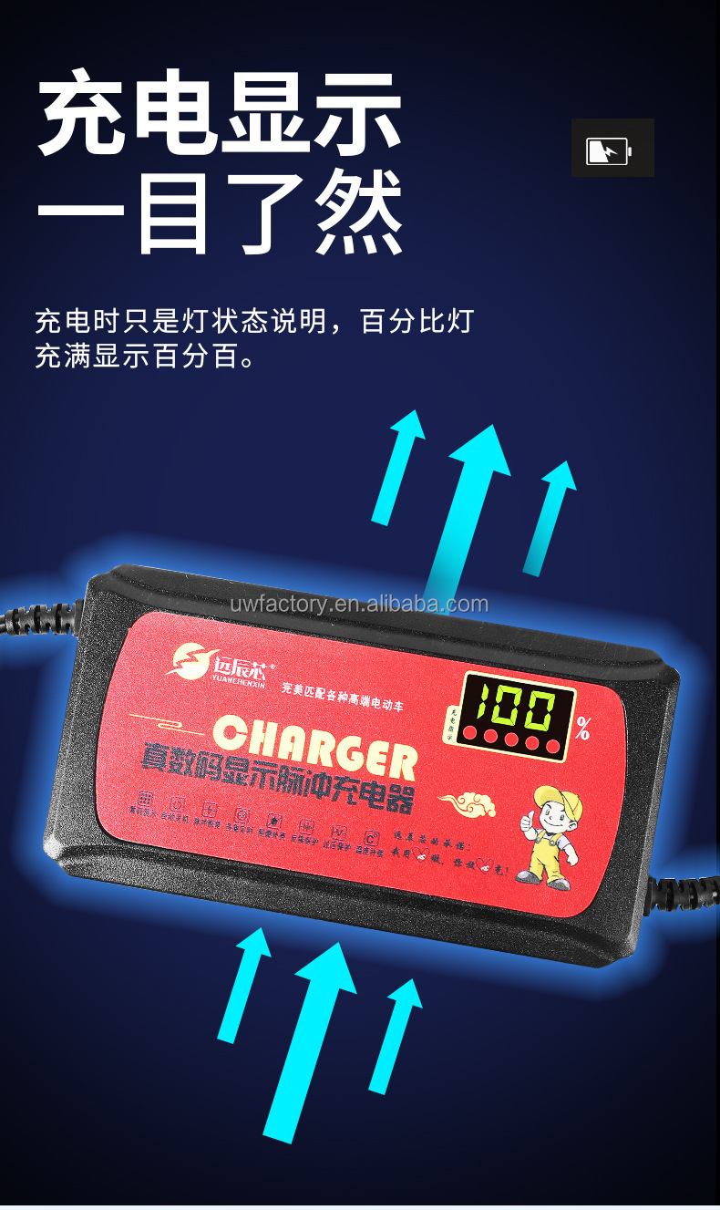 Output Voltage 48V Electric Bike Scooter Lead Acid Battery Charger for Private Mold Electric Bicycle 12AH/20AH/30AH/40AH