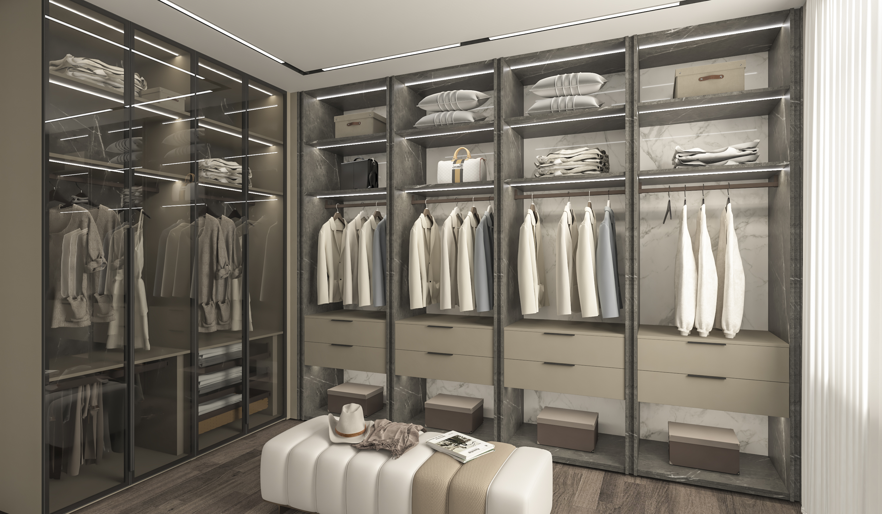 Mail Packing N Wooden Bedroom Dressing Table with 8 Sliding Door Aluminium Wardrobe