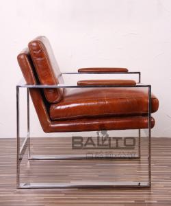 Quality antique leather chair with metal frame,#2011 wholesale