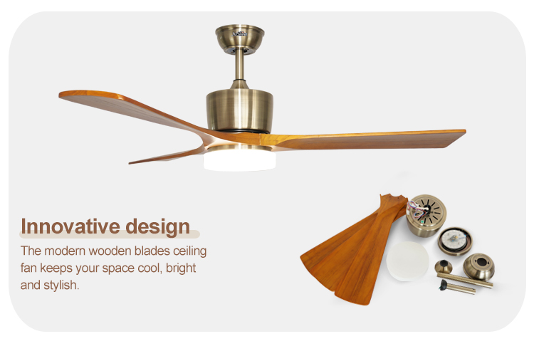 52 Inches Solid Wooden Ceiling Fan with Light and Smart Remote Smart Lighting Solutions