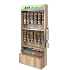 Quality Free Standing Wooden Candy Dispenser Display Stand for Snack Store wholesale