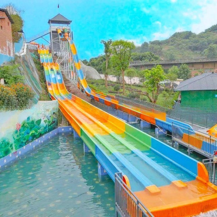 Multi-Lane Rainbow Wavy Water Slide for Aqua Park
