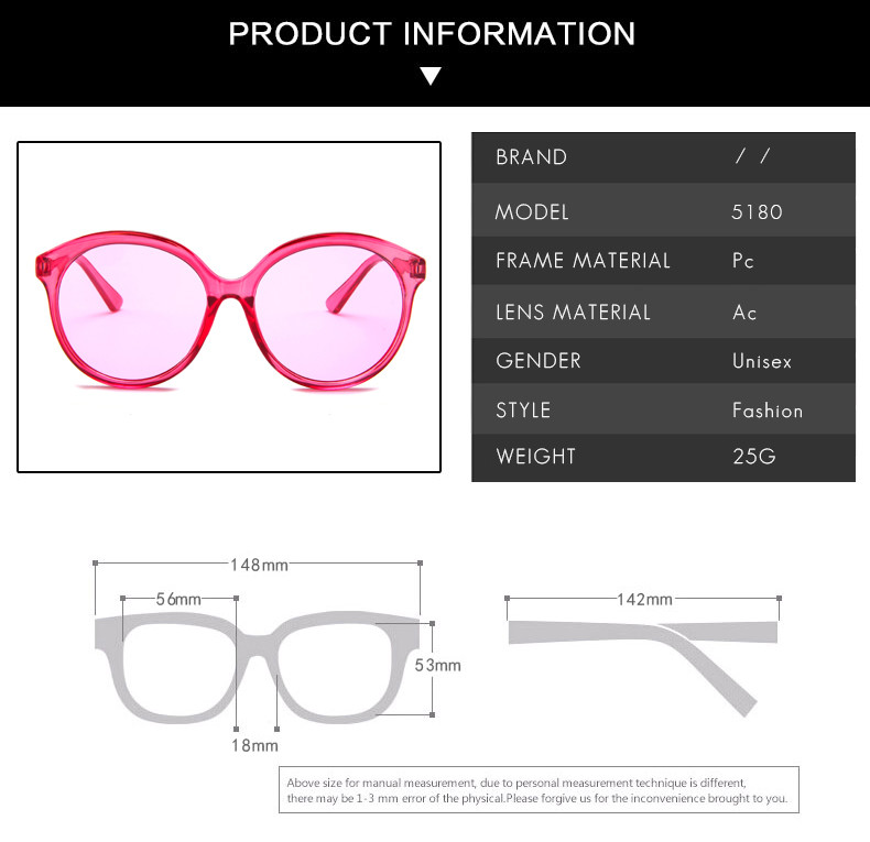 Big Frame Retro Jelly Color Round Frame Sunglasses Fashion Trend Glasses