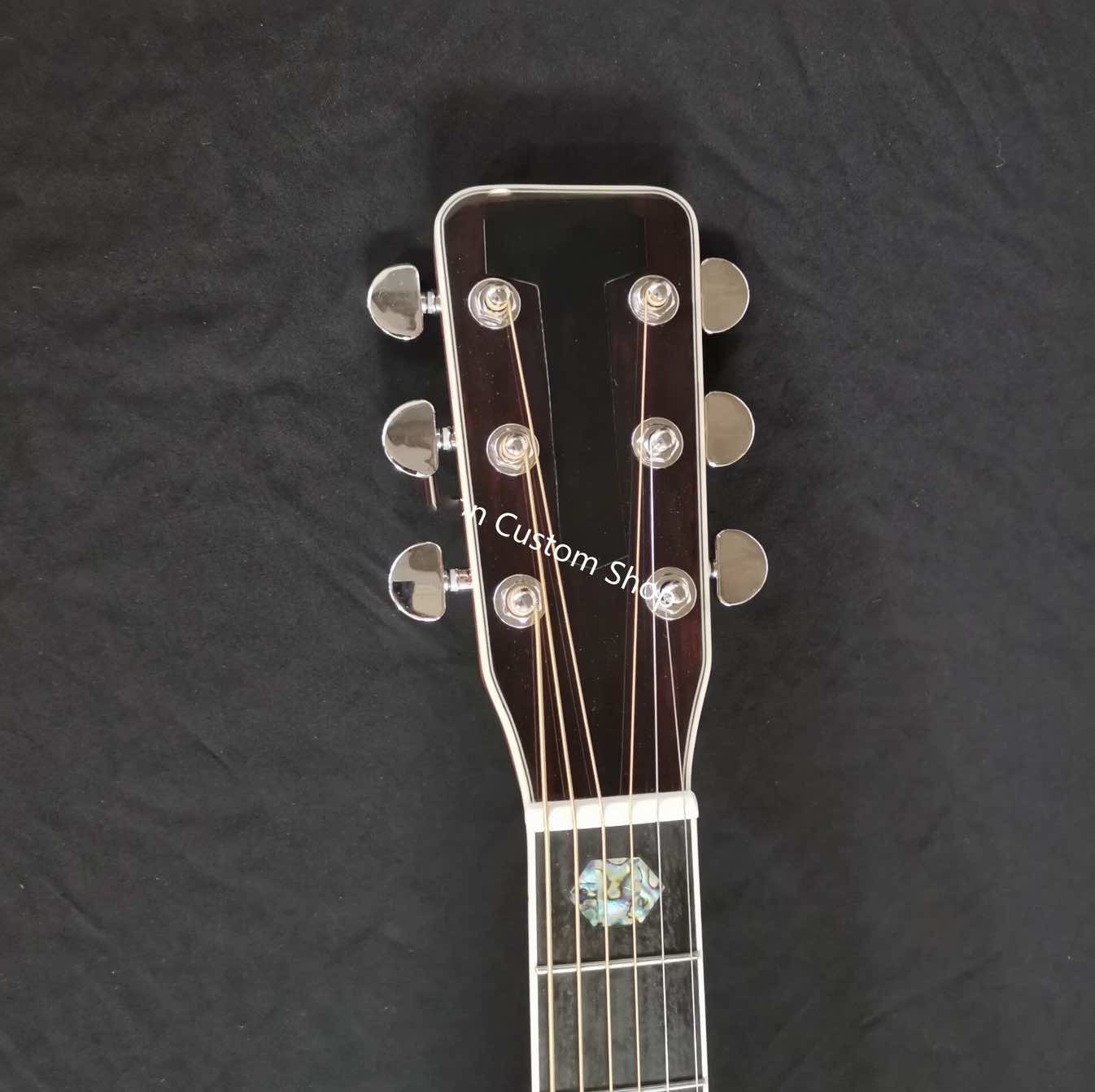 Custom AAAA All Solid Wood Round D Type Body Vintage Acoustic Dreadnought Guitar in Yellow
