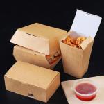 Collapsible Fried Chicken Takeaway Boxes Kraft Paper Material Vent Hole Design