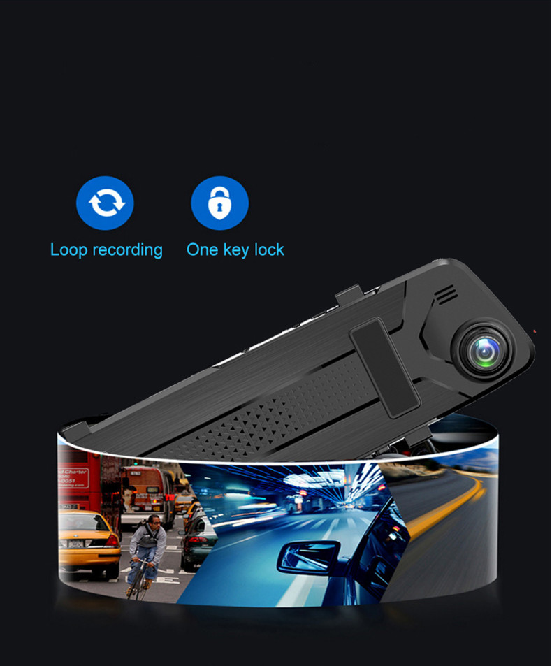 Dashboard Mounted Vehicle Blackbox DVR HD 1080P Car Mirror Dash Cam Dual Lens