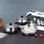 Cheap Price Cookware Set Induction Silver Pot Set Stainless Steel Cookware Set