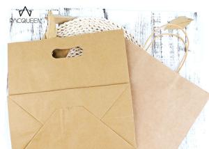 Quality Brown Takeaway Paper Bags With Hang Hole / Handle Eco Friendly wholesale