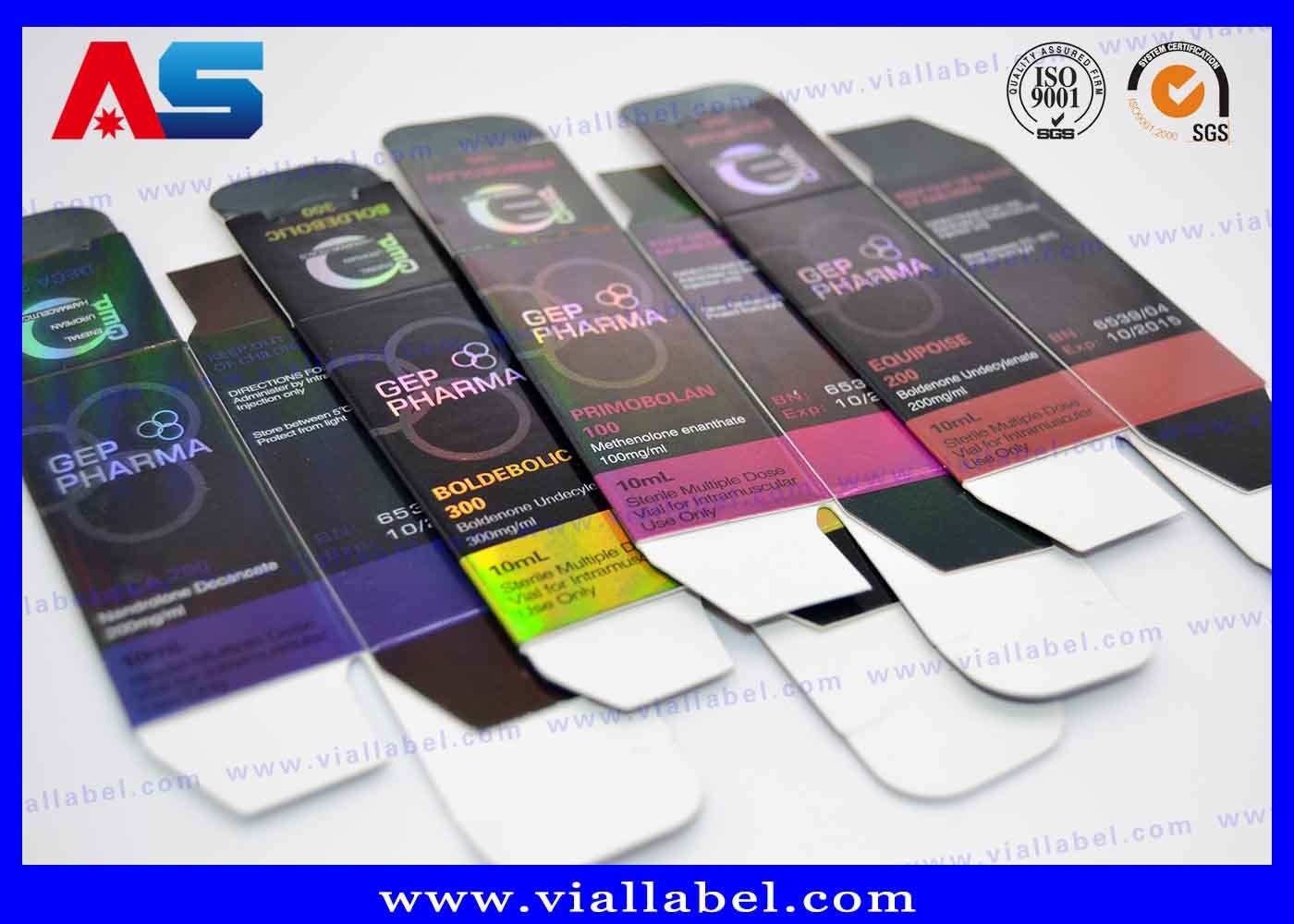 Custom Bodybuilding Isocaproate Carton 10ml Vial Small Bottle Boxes Label Holographic Printing