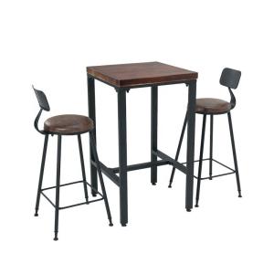 Quality Unique Wooden Bistro Bar Tables Cafe Square 60x60 High Dining Table Set wholesale