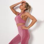Seamless knitted sexy striped hollowed-out bra vest yoga wear running fitness