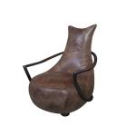 Metal Base Vintage Antique Accent Lounge Chair With Tube Frame