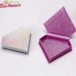 Wholesale Stamping Coated Paper Empty Glitter Black Luxury Eyelash Packaging