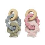 Non Toxic Food Grade OEM Unisex Silicone Wood Teether EU Style Fish Shape