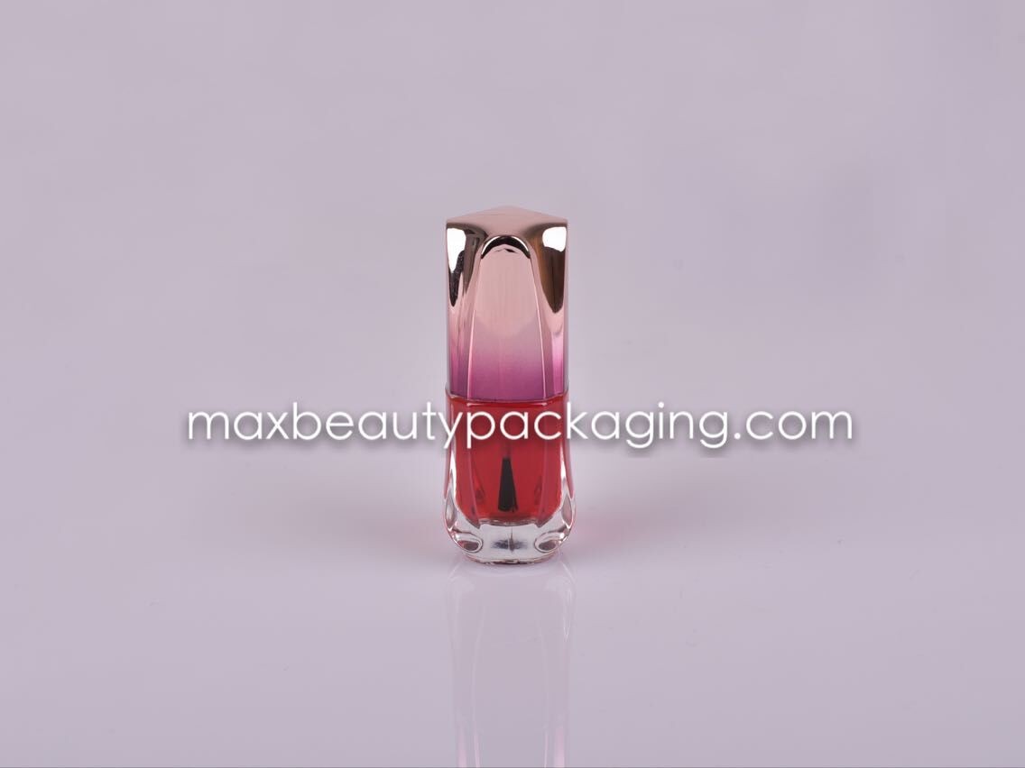 uv coating metallic gold nail polish cap 13ml nail polish bottle nail polish plastic cosmetic packaging flat brush