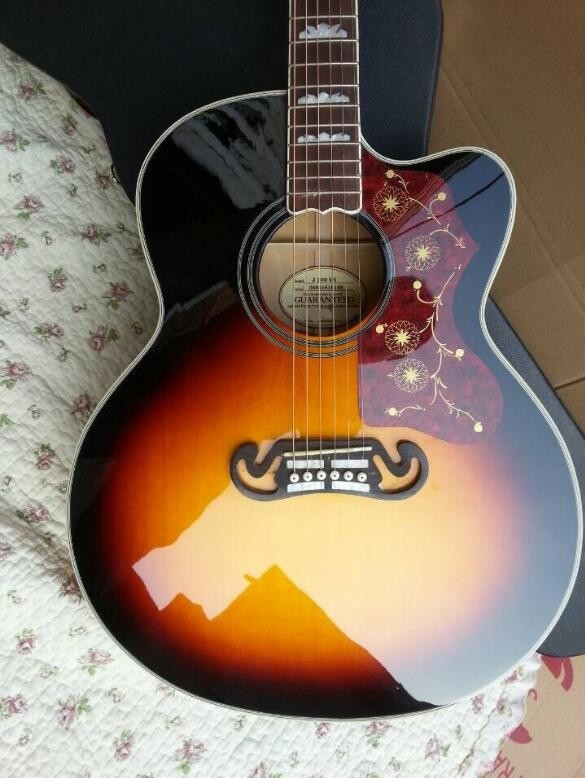 2018 New sunburst cutaway G200 acoustic guitar single cut GB200 VS electric acoustic guitar fishman presys blend mic