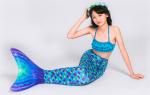 Customized Design Children's Swimming Mermaid Tail Blue Purple Color