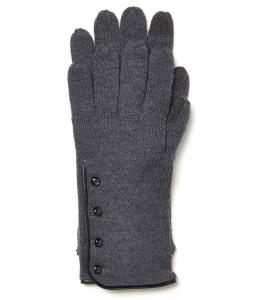 Quality 100 % Wool Knit Gloves With Leather Trim , Women ' S Grey Knitted Gloves wholesale
