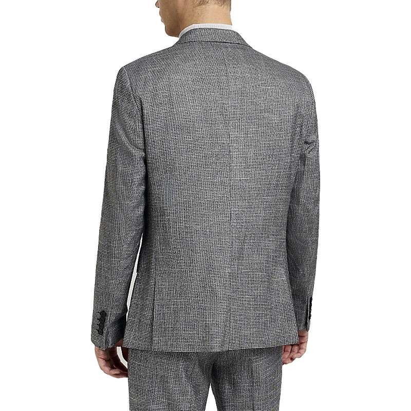 2PCS Custom Men'S Stylish Skinny Fit Houndstooth Tuxedo For Special Occasion Jacket Trousers