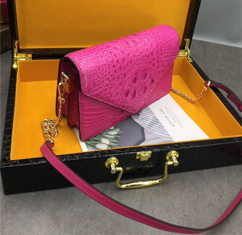 Exotic Alligator Skin Women Small Clutch Bag Genuine Crocodile Leather Female Envelop Purse Lady Cross Shoulder Bag