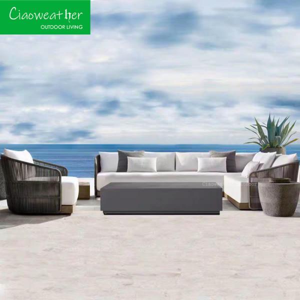 Modern Waterproof Solid Wood Sofa Set for Outdoor Villa Leisure Teak Wood Garden