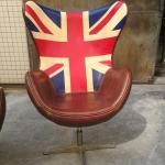 CE Swivel Union Jack Egg Chair Aviator Leather Chair Defaico Furniture