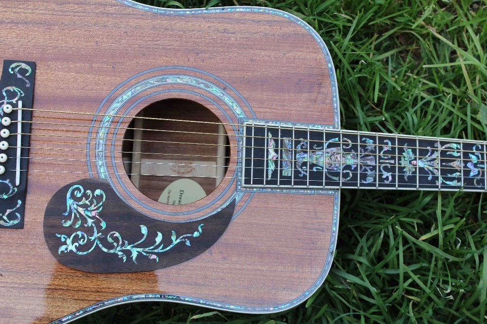 2020 New Handmade Cutaway Deluxe KOA Acoustic guitar solid koa wood with 100% all abalone inlay electric acoustic guitar