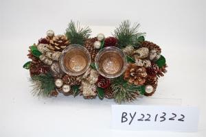 Quality New Style Wholesales Pine Cone Xmas Candle Holder Artificial Table Christmas Candle Holder Decoration wholesale