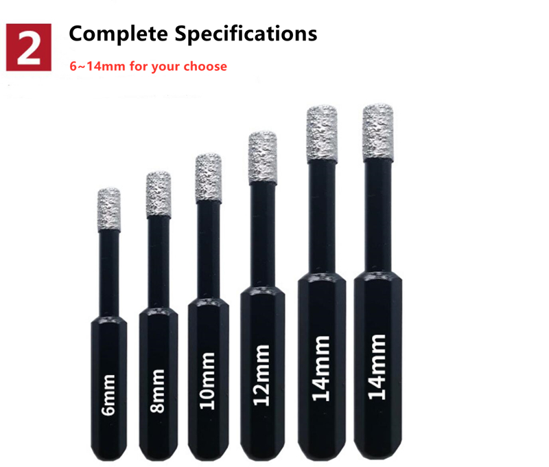 Hexagon Diamond Burr Drill Bits For Stone Ceramics Drilling