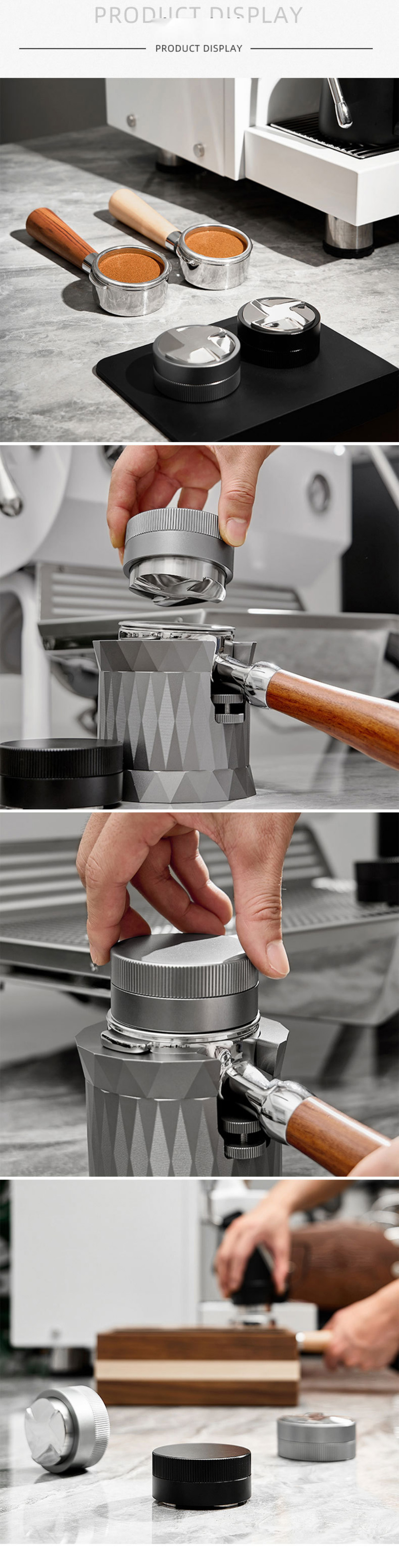 Coffee Tampers 51mm 53mm 58.35mm Walnut Wood Cap Gravitational Force Stainless Steel