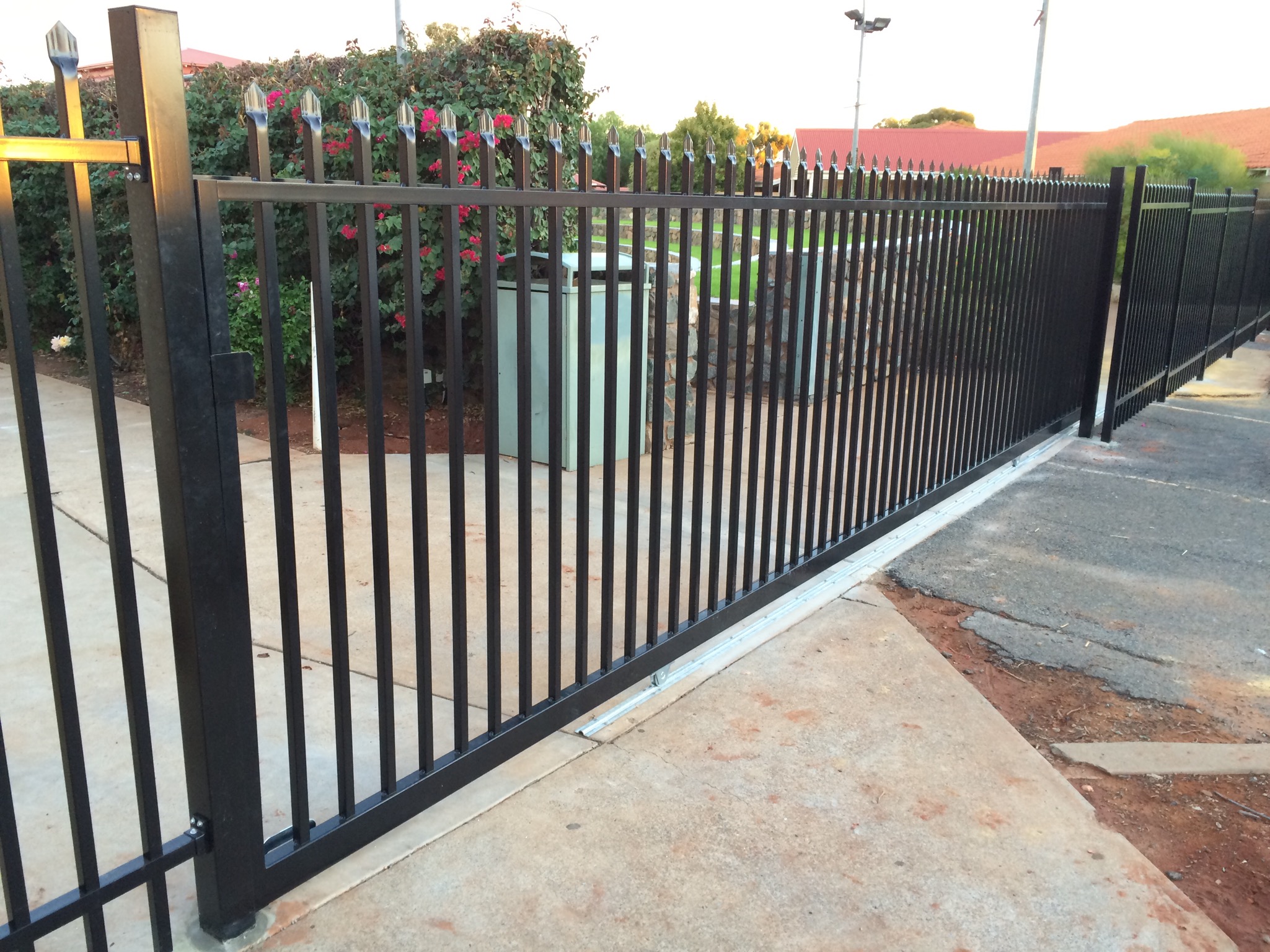 2.1m By 2.4m Steel Tubular Fencing Black Color Security Tube Crimped Spear