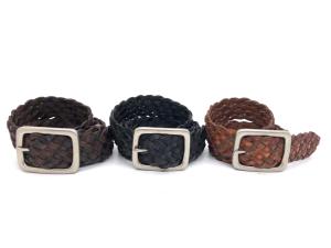 Quality 4.0cm Width Mens Casual Leather Belt / Strong Pin Buckle Black Braided Leather Belt wholesale