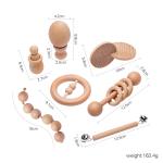 Graphic Rattles 7Pc Wooden Teether For Baby Wooden Teething Ring