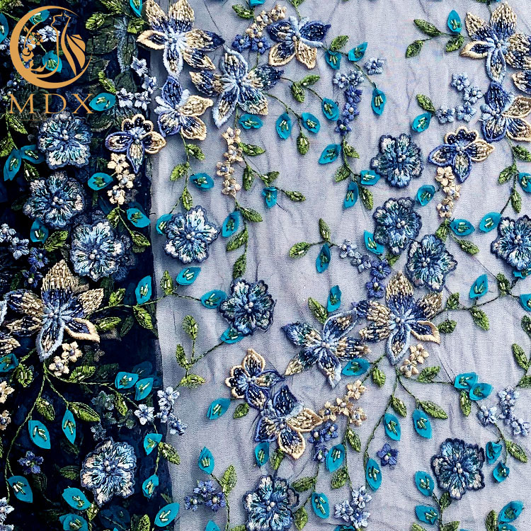140cm Width 3D Flower Lace Fabric / Flower Embroidery Lace For Home Textile