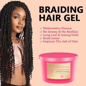 Quality Keratin Hair Braid Gel With Coconut Oil Locs Twist Waves Wig Edge Strong Hold High Shine No Residue Smoothing Strawberry Scent wholesale