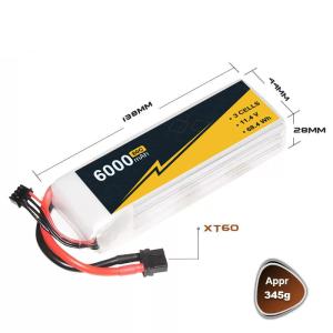Quality 6000mAh 11.4v 3S1P FPV Lipo Battery wholesale