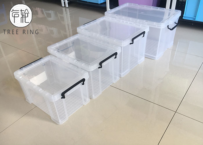 Clear / Transparent Collapsible Plastic Crate Lightweight 45l For Office