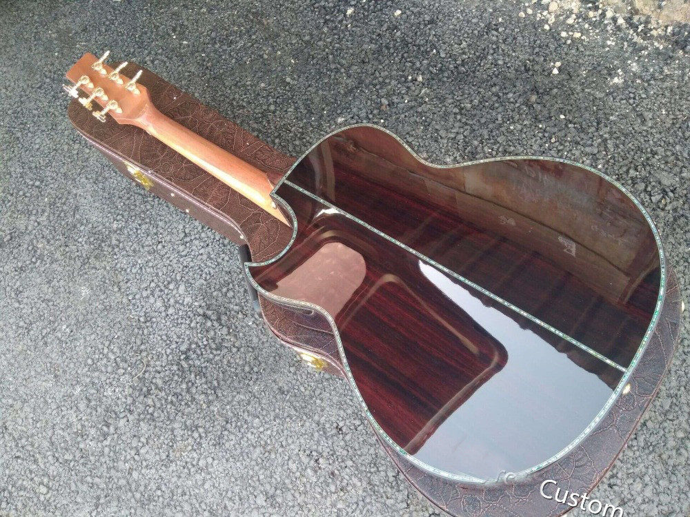 AAA all solid wood custom guitar handmade GRAND cutaway professional acoustic electric guitar