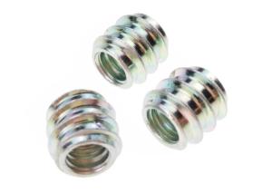 China Steel Hardware Nuts Bolts Threaded Insert Nut for Wood Zinc Plated Cylinder Shape on sale