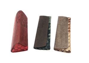 Quality Leather Collapsible Soft Eyewear Case With Embossed Flower Process wholesale