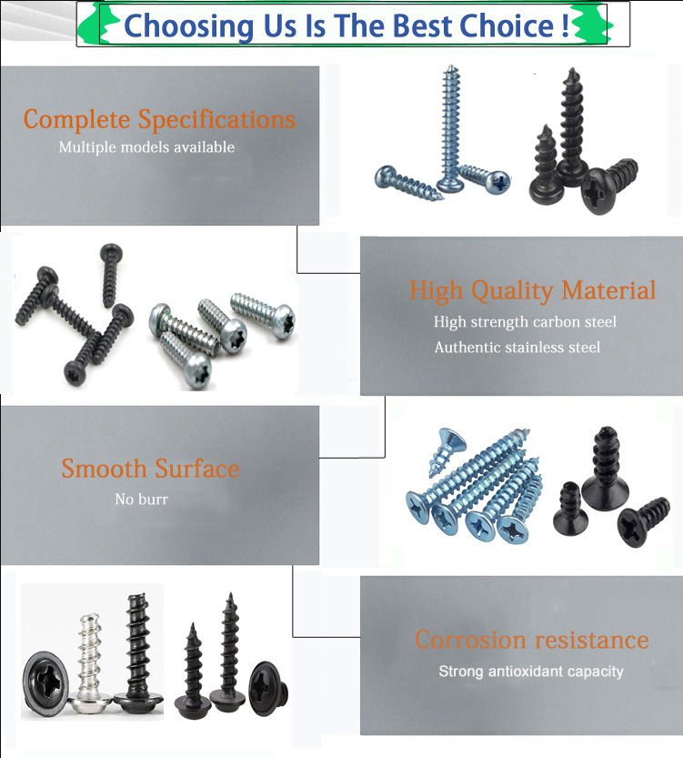 Metric Black Oxide Hex Torx Cross Flat Truss Pan Head Self-Tapping Screw for Plastic and Wood