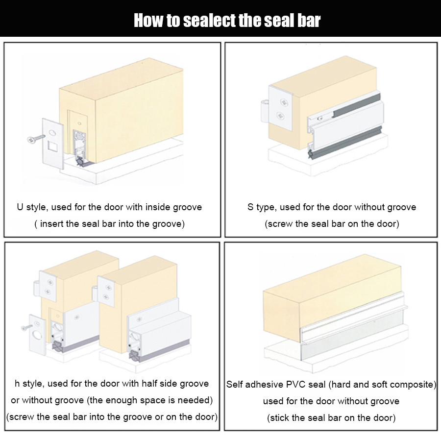 T Shape Acoustic Door Bottom Seals Automaticlly Drop Down Soundproof Weatherstripping for Wooden or Metal Door