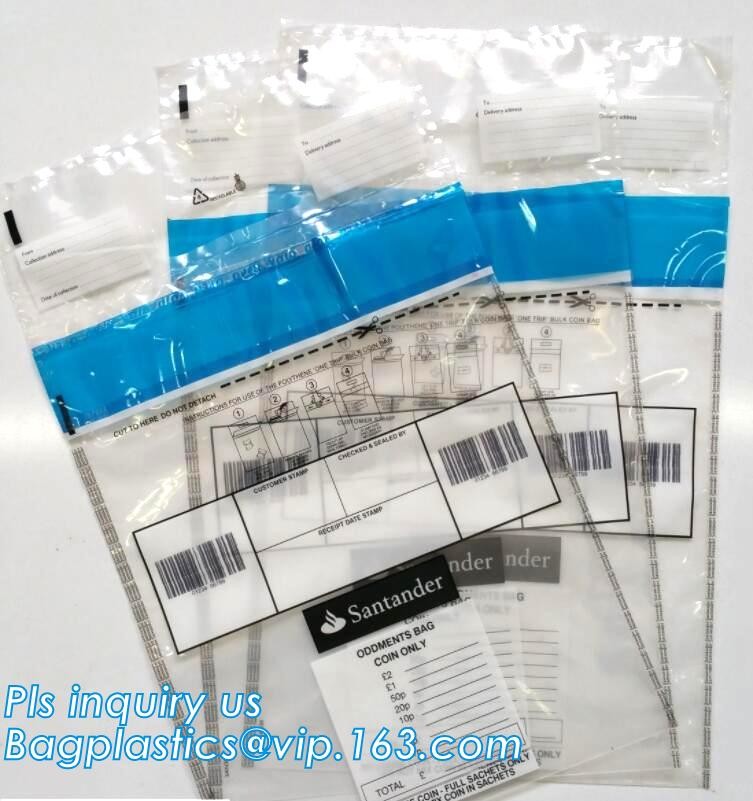 Opaque Tamper Evident Sealing Plastic Bank Money Steb Security Bag / Custom Self Adhesive Plastic Courier Bag, bagease