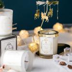 Wood Wick Soy Wax Home Scented Candles Frosted White Glass Jars Candle Holder