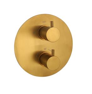 Quality Brushed Gold Color Brass Bathroom Mixer Tap OEM Round Concealed In Wall wholesale